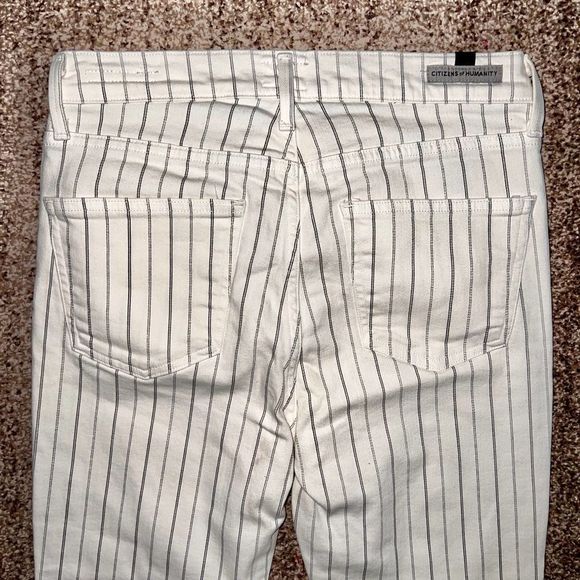 Citizens of Humanity Women's Rocket Crop High Rise Skinny Striped Jeans White - Picture 11 of 12